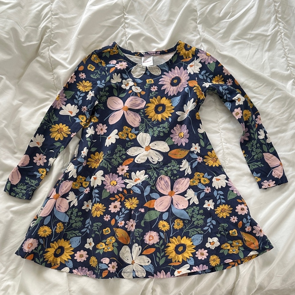 Hanna Andersson Floral Long Sleeve Kids Dress